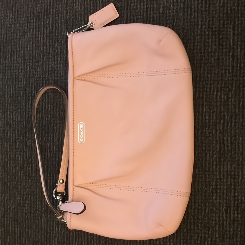 Coach wristlet pouch, clutch wallet pre-loved pale pink. Great condition!